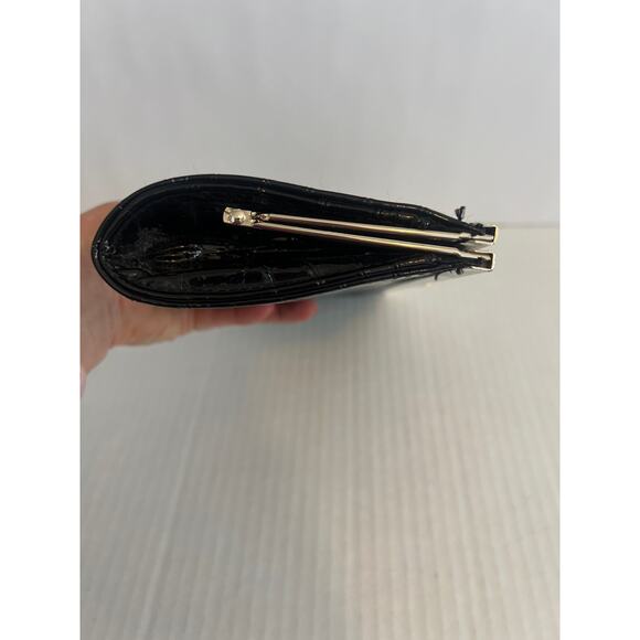 Shiny Black Croc embossed clutch wallet womens - Picture 7 of 15